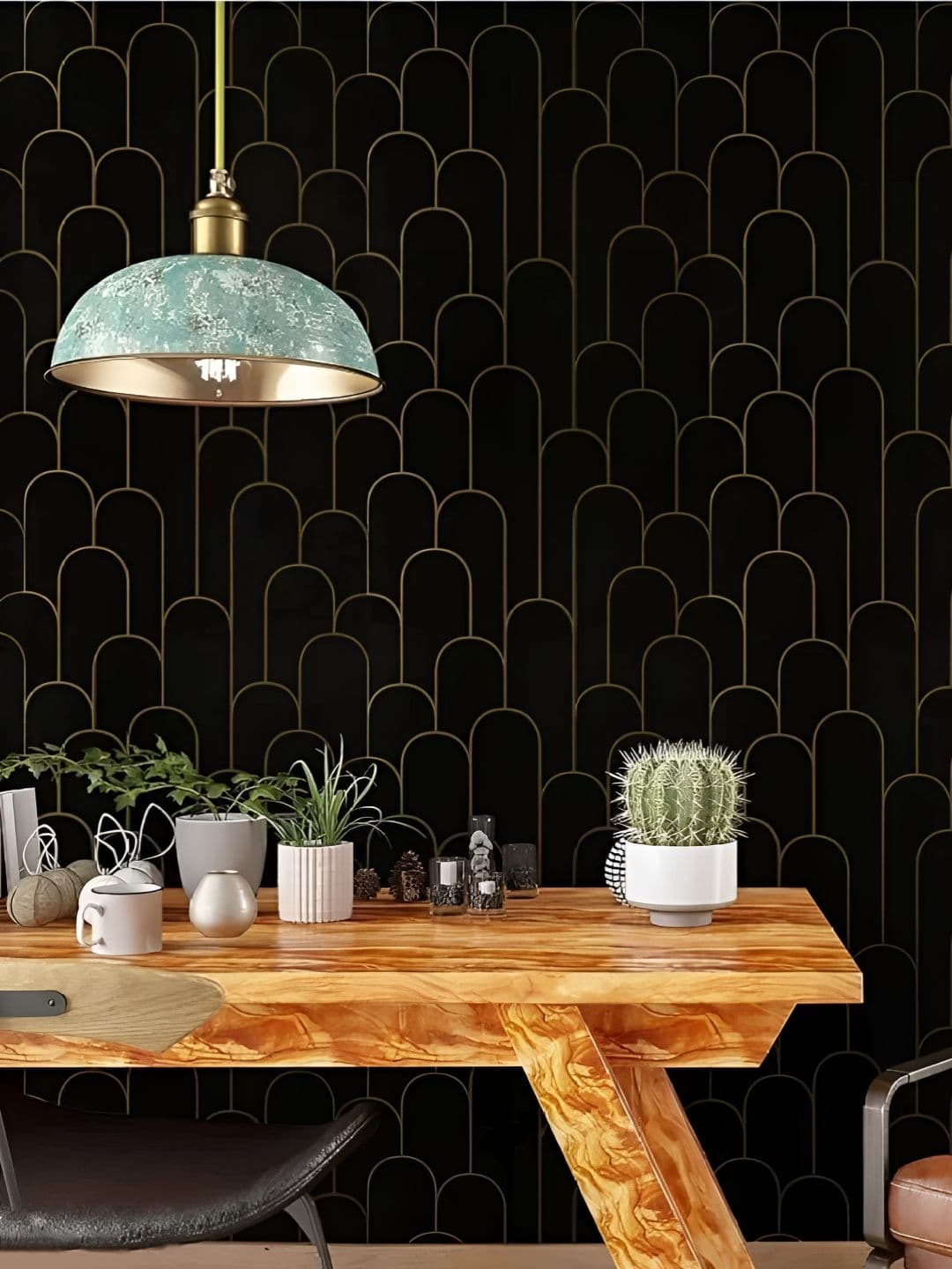 Aura Black & Yellow Abstract Printed Waterproof & Oil-Proof Self Adhesive Wallpaper - view 1