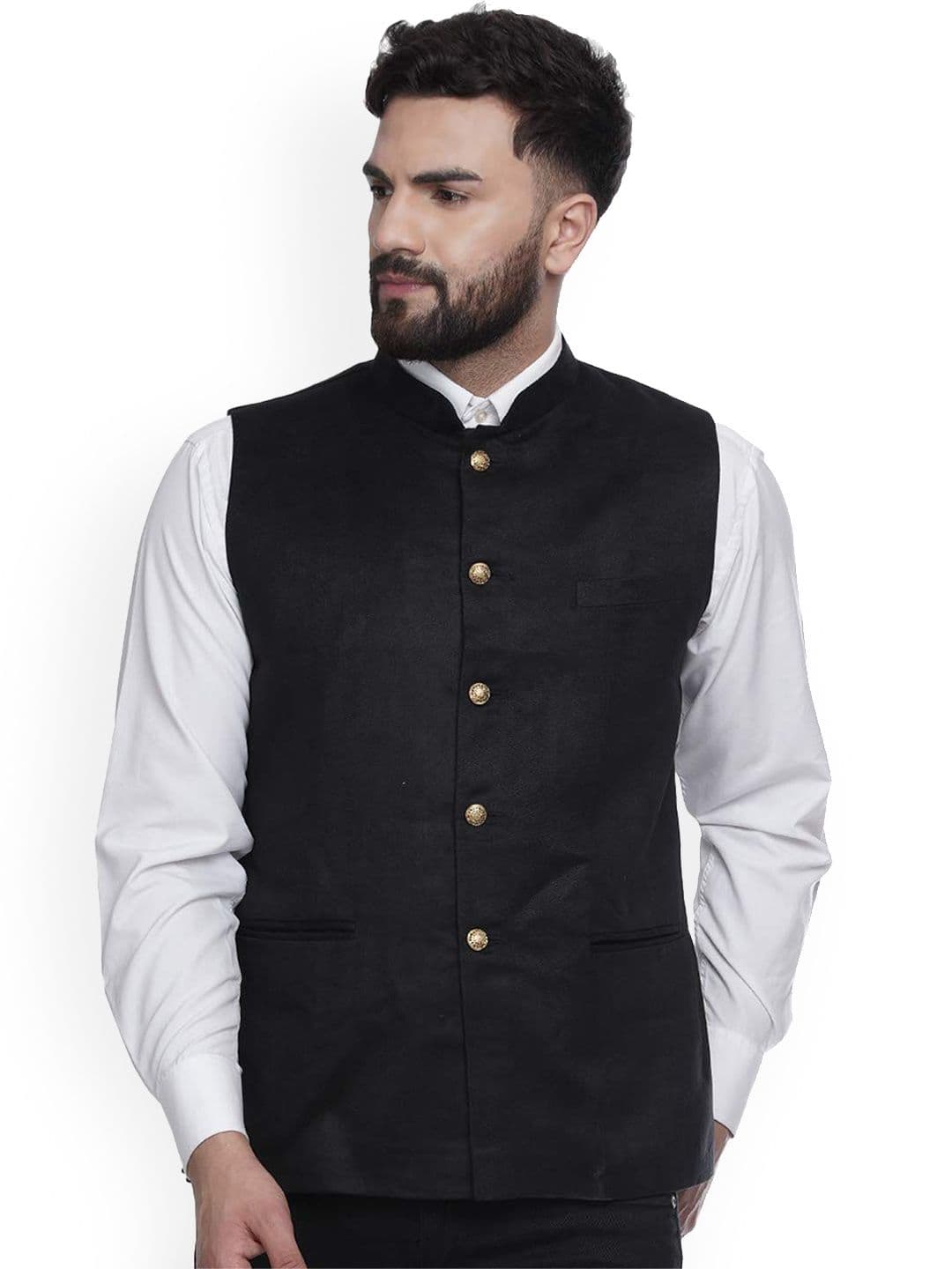 VEERA PARIDHAAN Velvet Chinese Collar Nehru Jacket - view 1