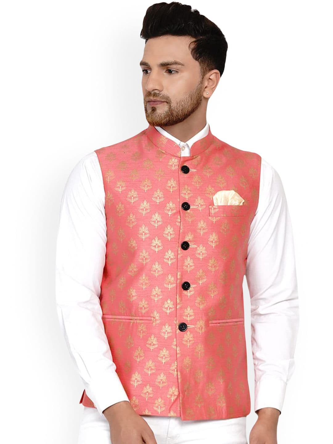 VEERA PARIDHAAN Banarasi Printed Mandarin Collar Nehru Jacket - view 1