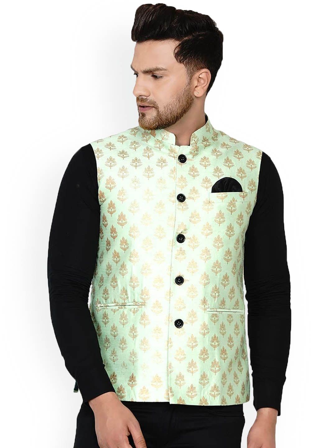 VEERA PARIDHAAN Printed Banarasi Design Mandarin Collar Nehru Jacket - view 1
