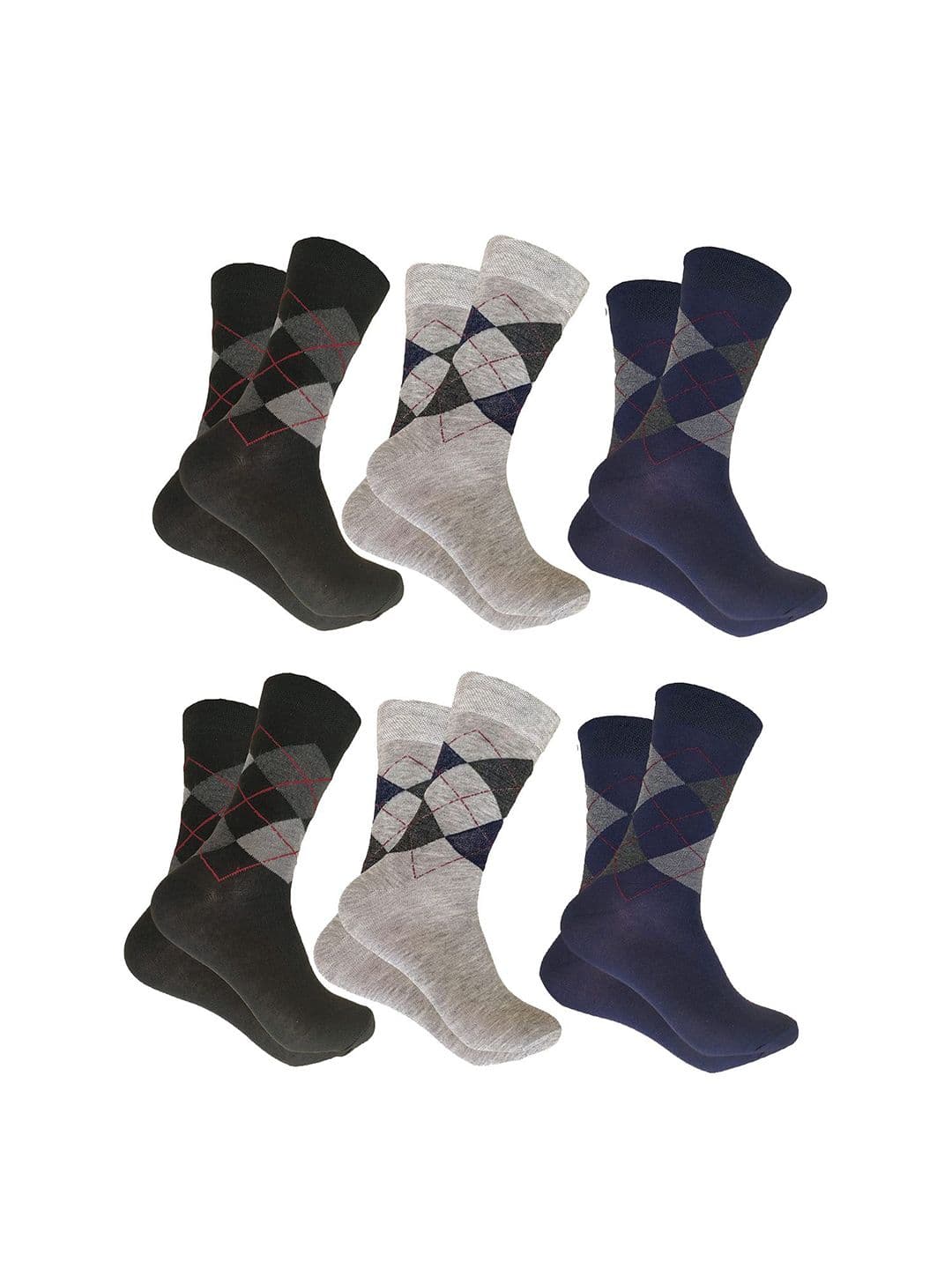 Aadikart Pack Of 6 Patterned Cotton Calf-Length Socks - view 1