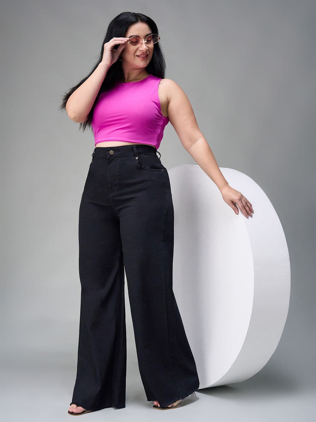 Miss Chase A+ Women Plus Size Wide Leg High-Rise Heavy Fade Stretchable Jeans - view 1