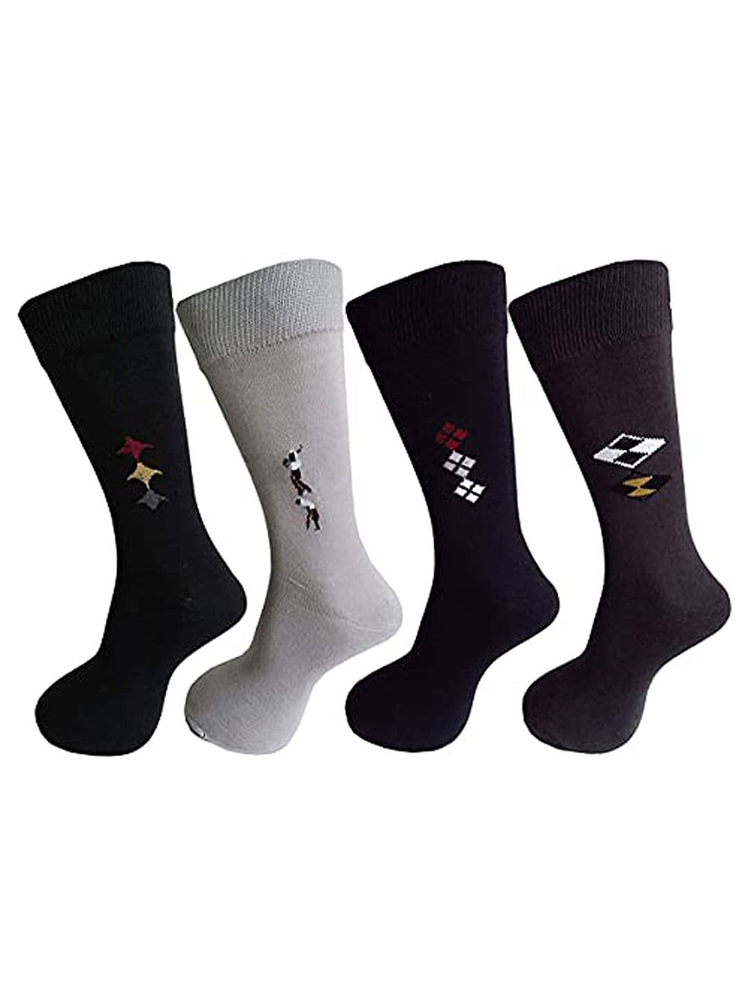 Aadikart Pack Of 4 Cotton Calf-Length Socks - view 1