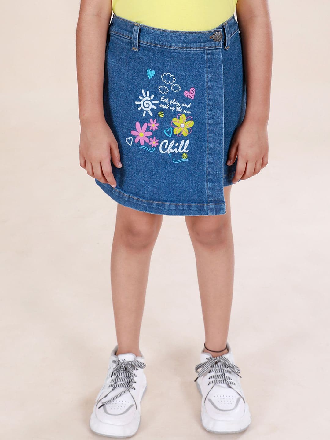 KiddoPanti Girls Printed Denim Over Lap Skort - view 1