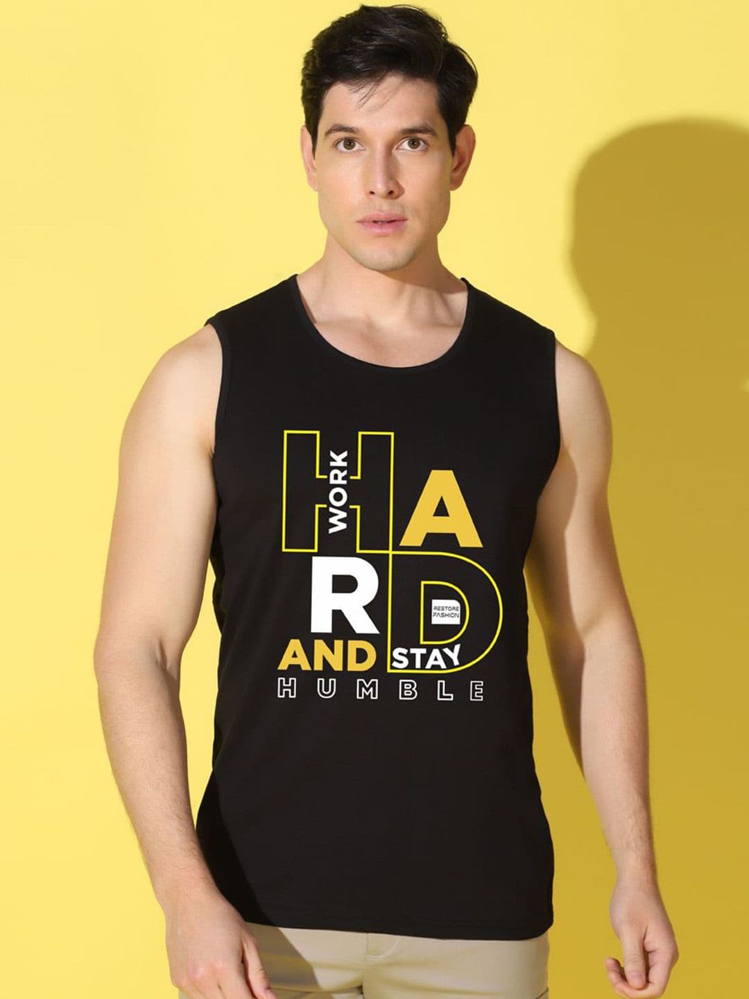 WOOSTRO Printed Gym Innerwear Vest VWS26 HARD BLACK - view 1