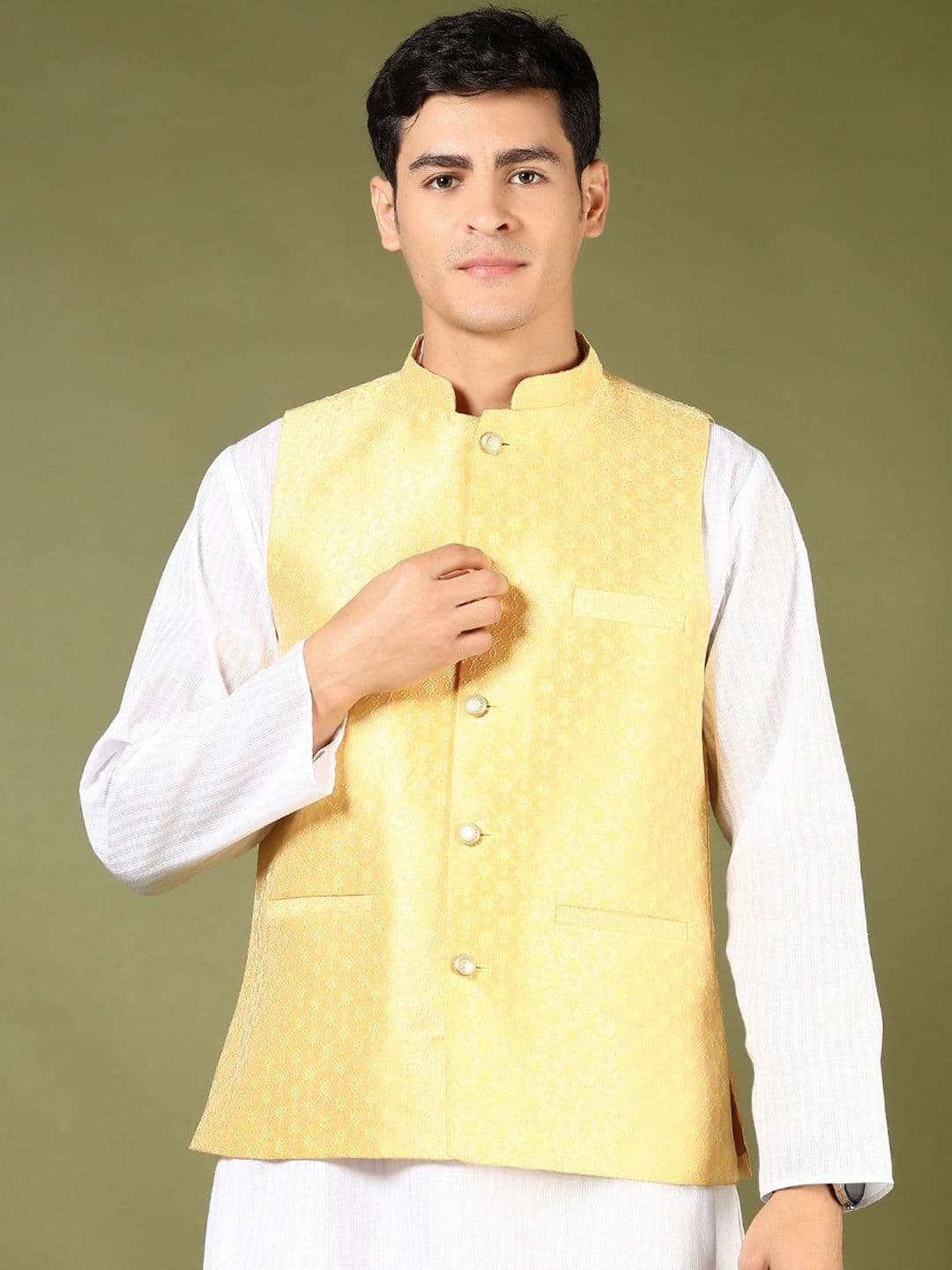 V-Mart Woven Designed Mandarin Collar Nehru Jacket - view 1