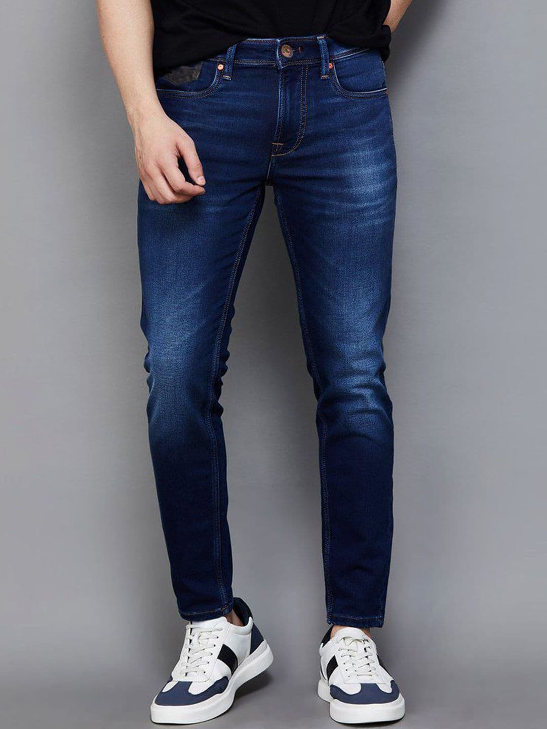 fineblu Men Low Distress Heavy Fade Stretchable Jeans - view 1