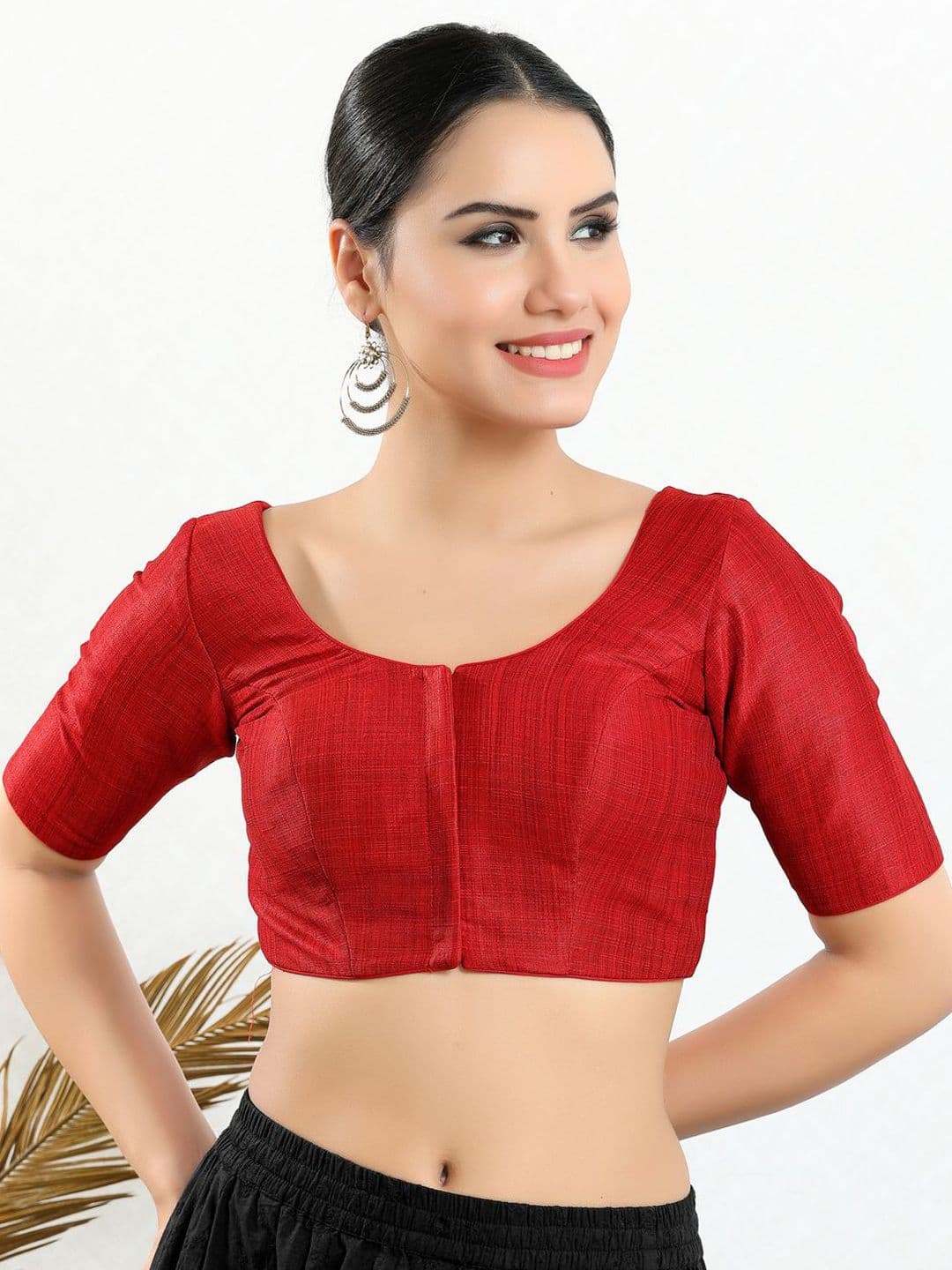 VAMAS - THE DESIGNER BLOUSES Women White Taffeta Silk Regular Sleeve Readymade Blouse - view 1