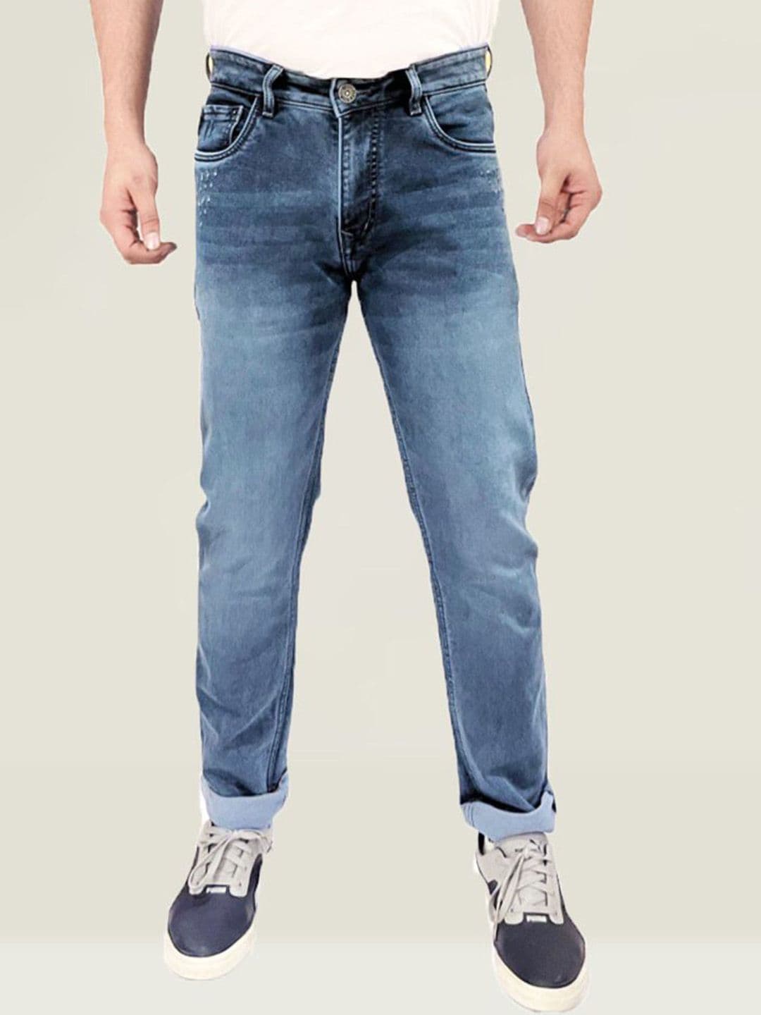 fineblu Men Slim Fit Low Distress Heavy Fade Stretchable Jeans - view 1