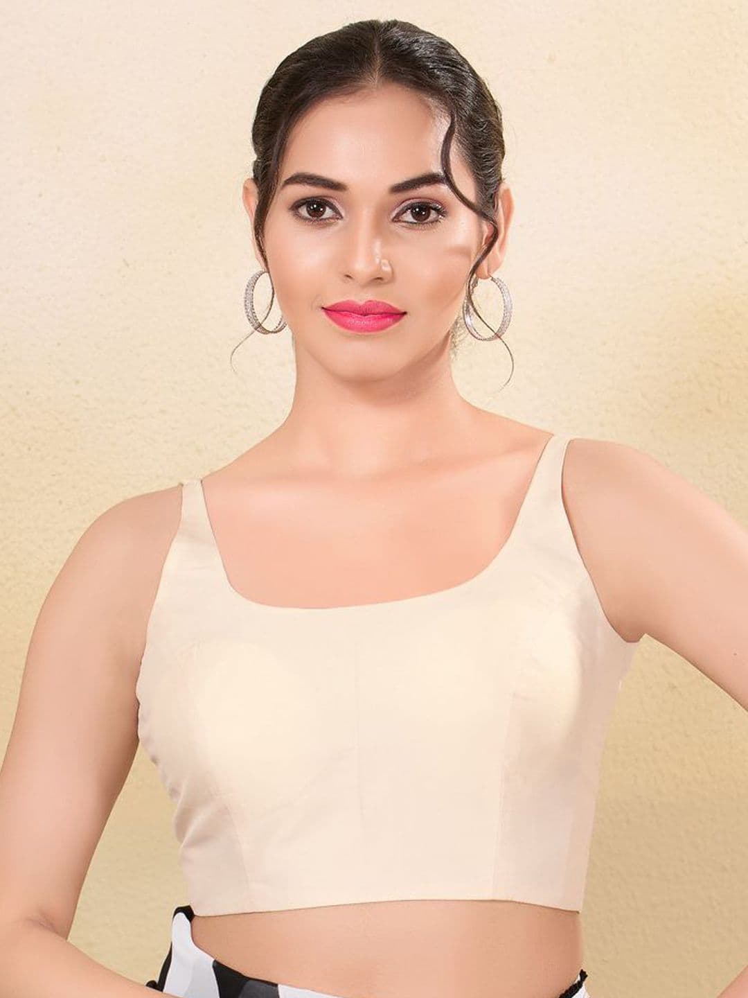 VAMAS - THE DESIGNER BLOUSES Women White Taffeta Silk Solid Sleeveless Readymade Blouse - view 1
