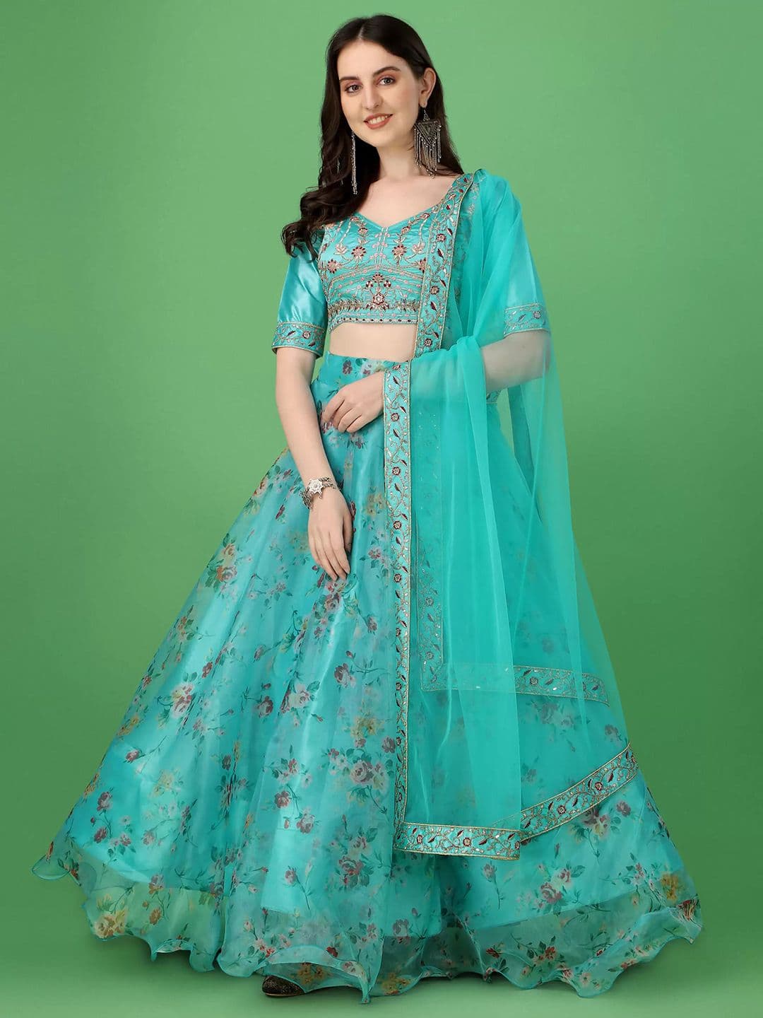 Piludi Embroidered Semi-Stitched Lehenga & Unstitched Blouse With Dupatta - view 1