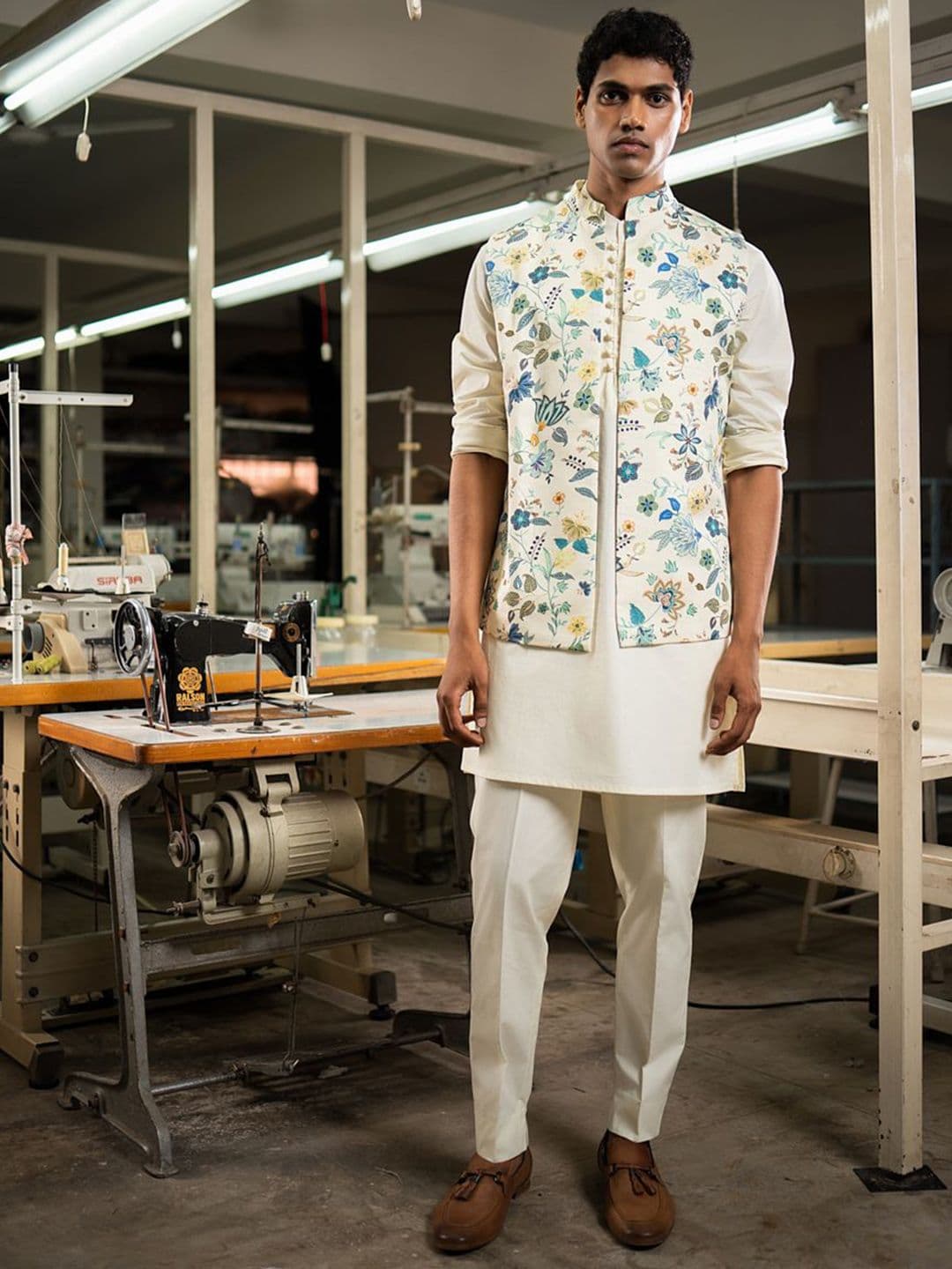 Project Bandi Printed Satin Nehru Jacket - view 1