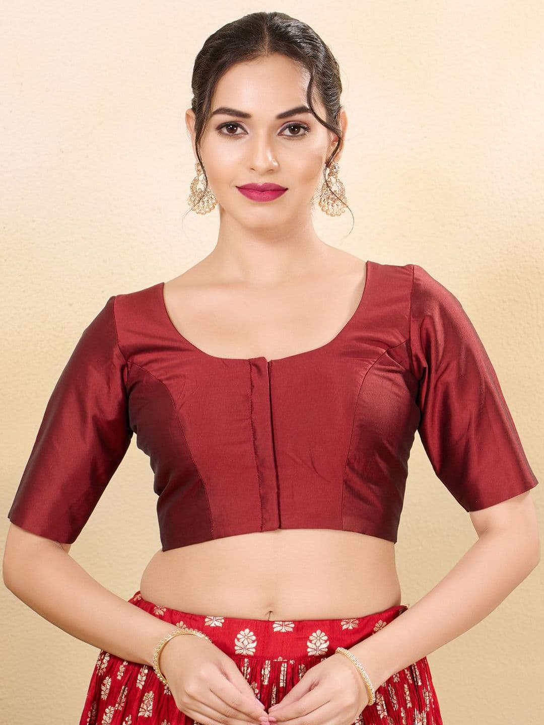 VAMAS - THE DESIGNER BLOUSES Women White Taffeta Silk Regular Sleeve Readymade Blouse - view 1