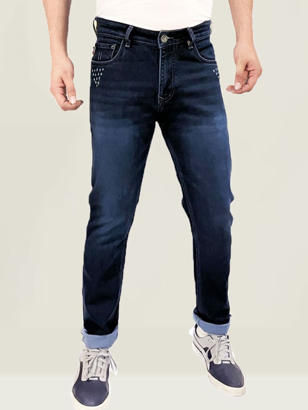 fineblu Men Low Distress Heavy Fade Stretchable Jeans - view 1