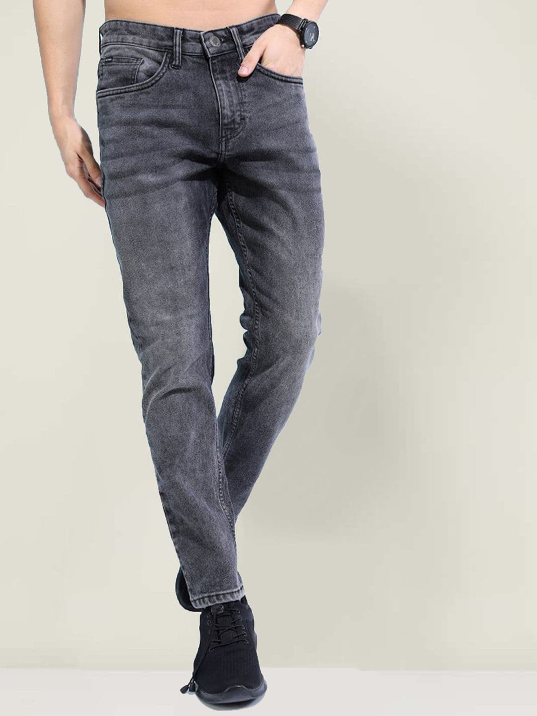 fineblu Men Slim Fit Heavy Fade Stretchable Jeans - view 1