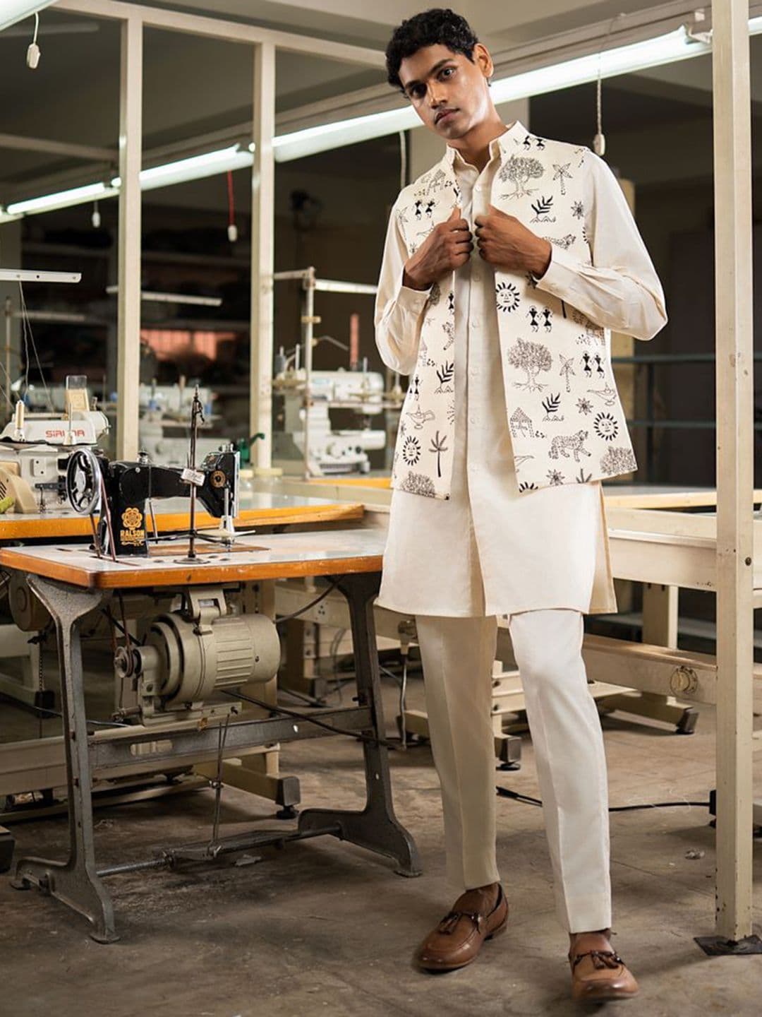 Project Bandi Printed Satin Nehru Jacket - view 1