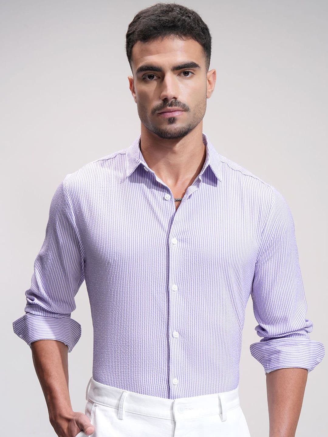 HIGHLANDER Men Comfort Opaque Striped Casual Shirt - view 1
