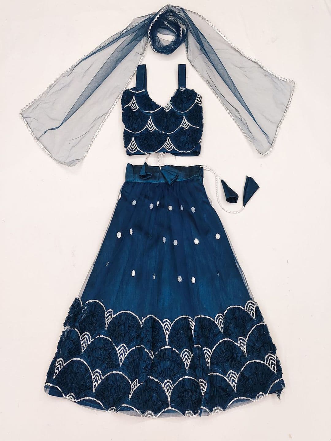 Atierking Girls Embroidered Sequinned Ready to Wear Lehenga & Blouse With Dupatta - view 1
