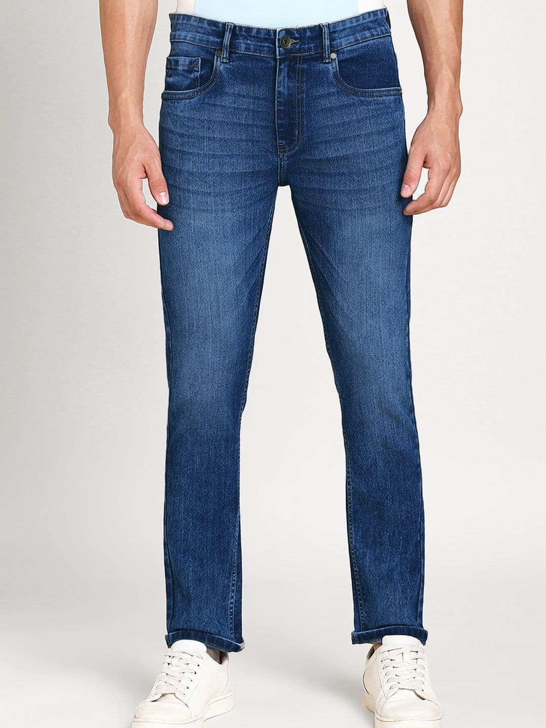 fineblu Men Slim Fit Light Fade Stretchable Jeans - view 1