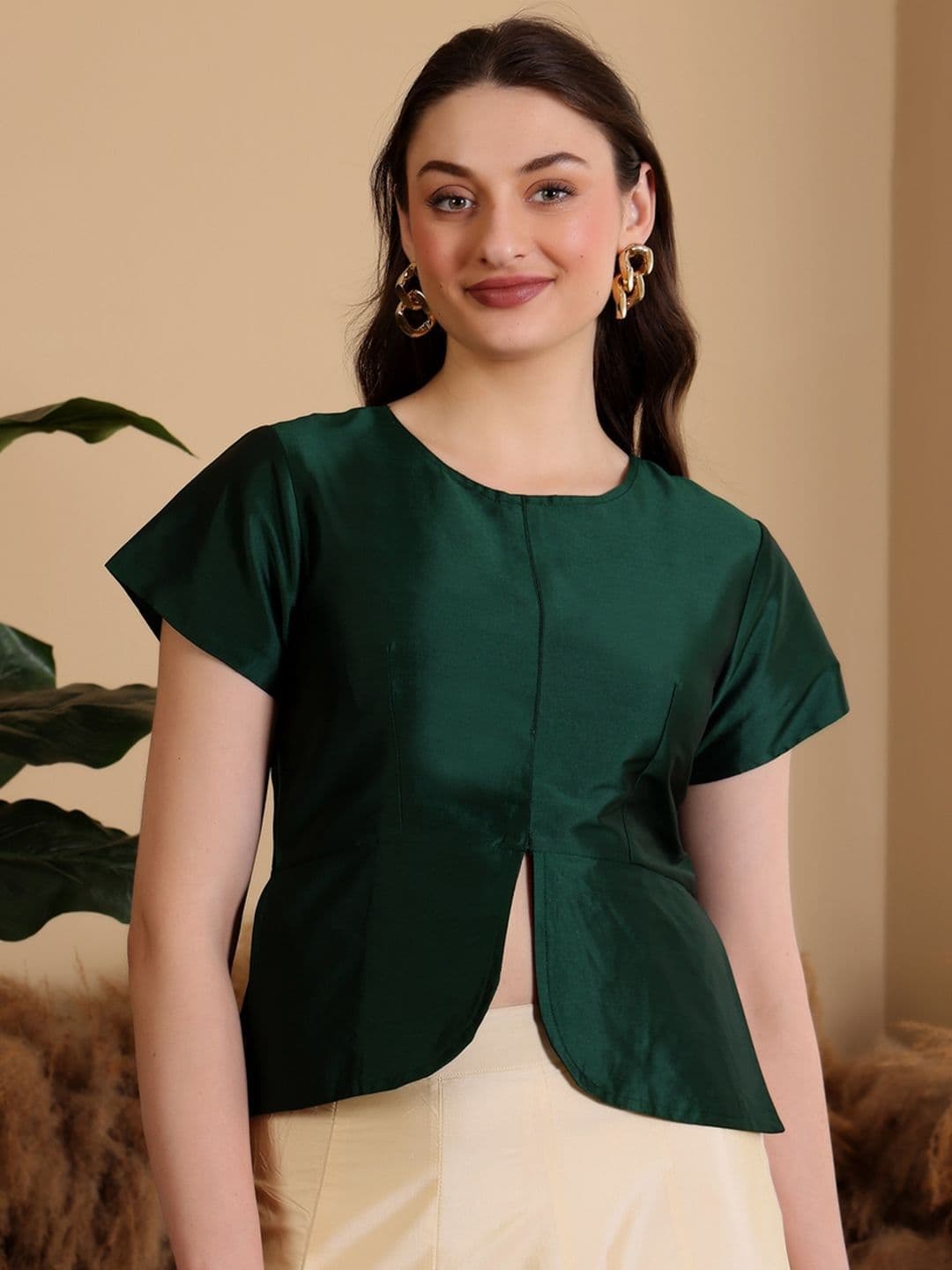 Frolic Rolic Round Neck Short Sleeves Saree Blouse - view 1