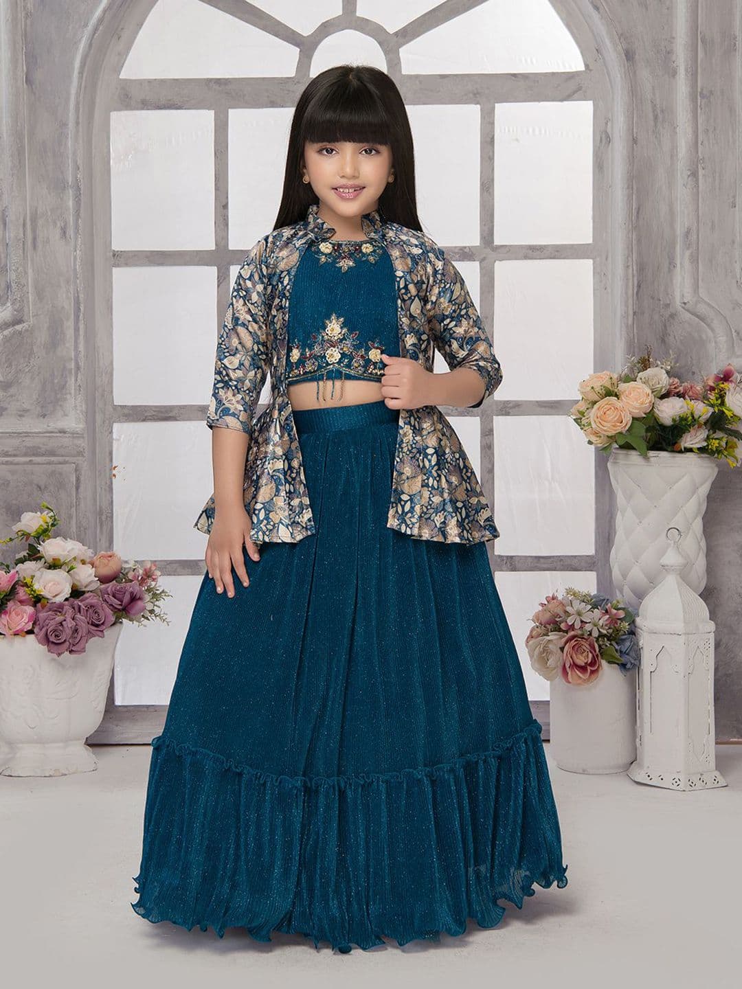 BETTY Girls Embroidered Ready to Wear Lehenga & - view 1