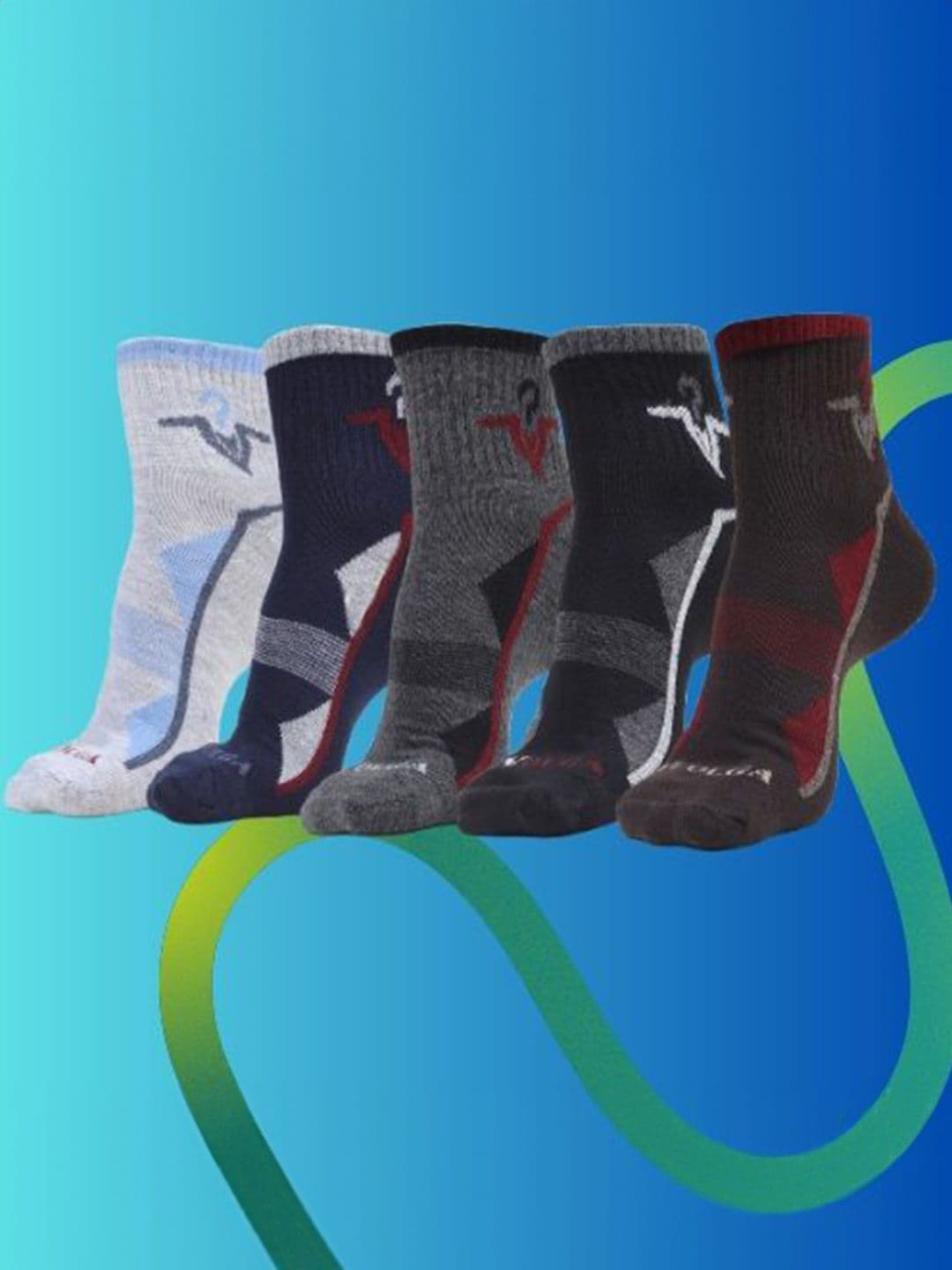 MJE Men Pack Of 5 Patterned Ankle Length Socks - view 1