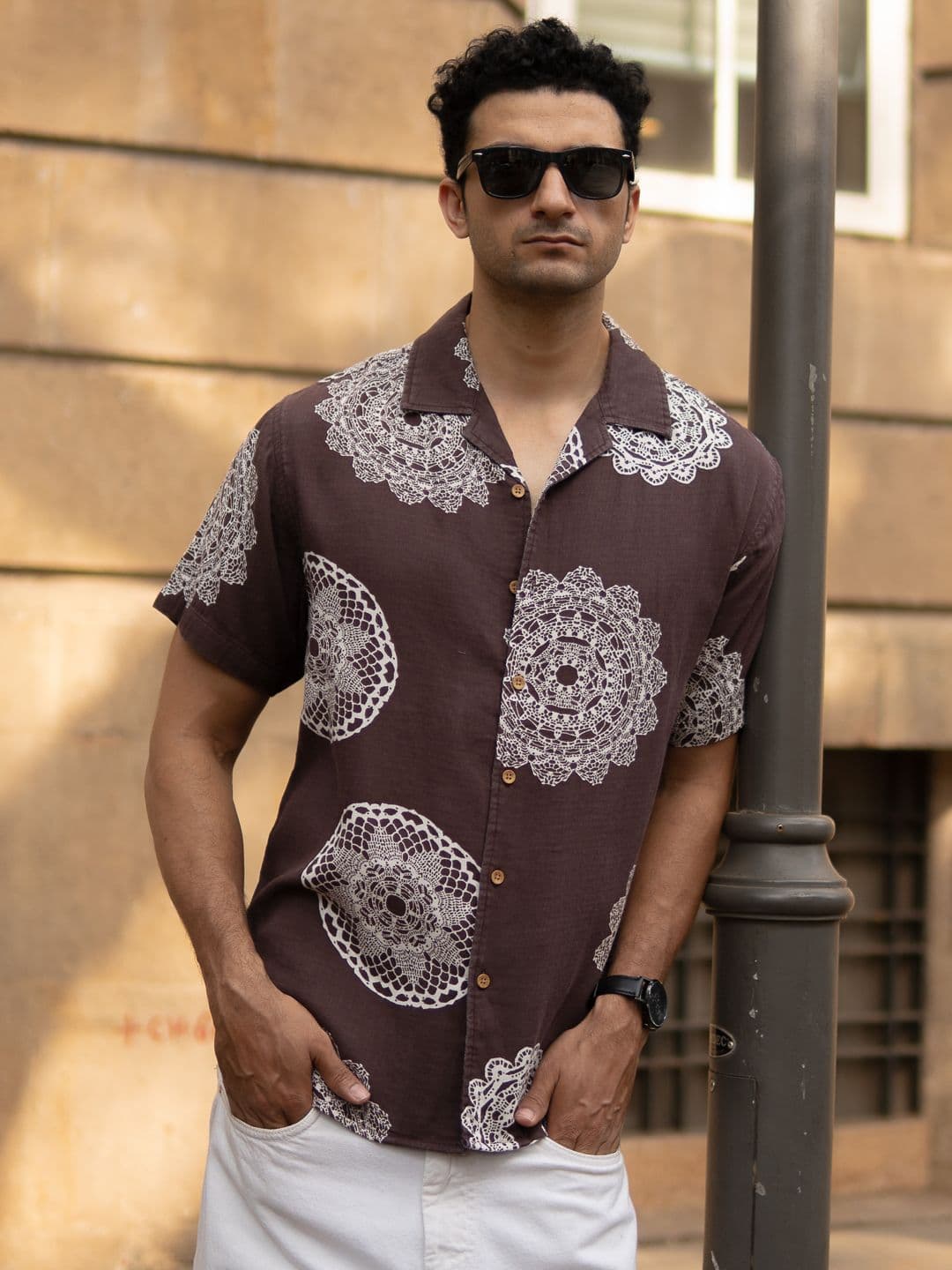 Powerlook Mandala Printed Cotton Short Sleeves Shirt - view 1
