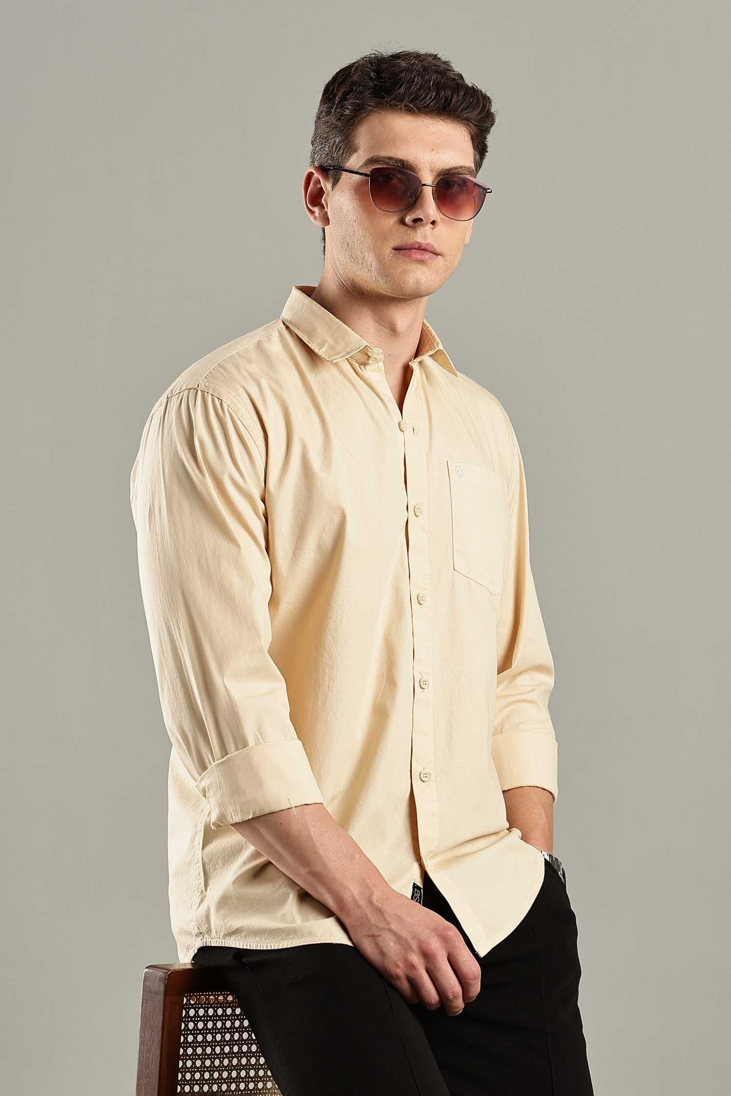 BS BLUE SQUAD BS Beige Solid Regular Fit Casual Shirt - view 1