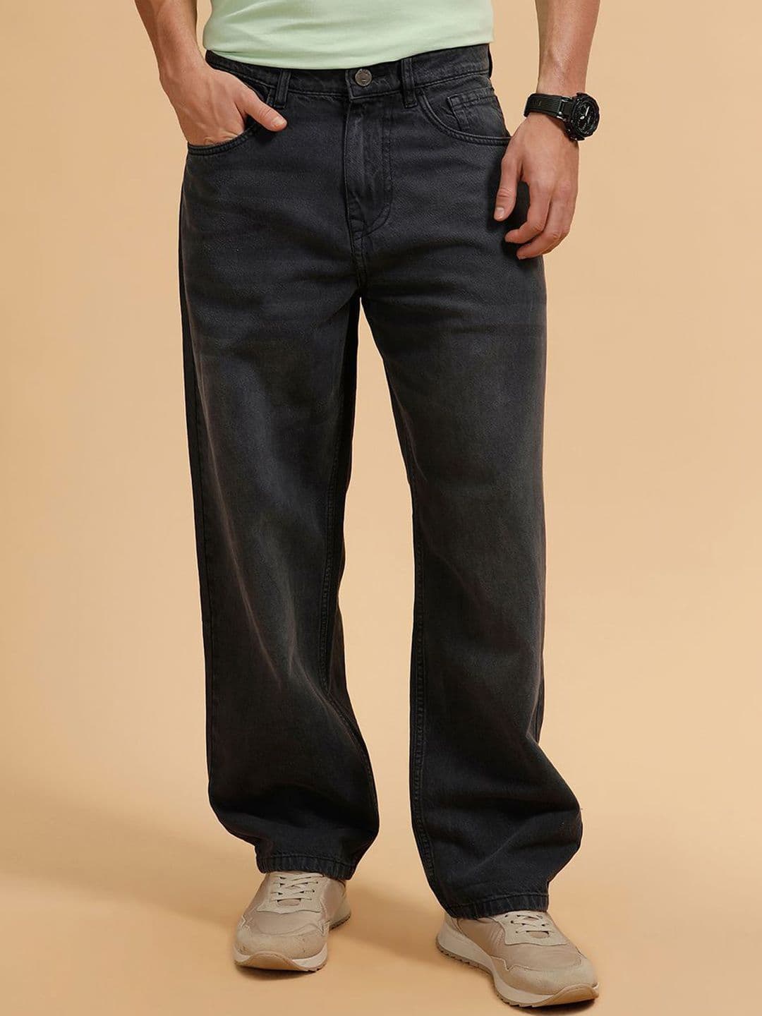 WROGN Men Comfort Relaxed Fit Mid-Rise Clean Look Light Fade Non Stretchable Cotton Jeans - view 1