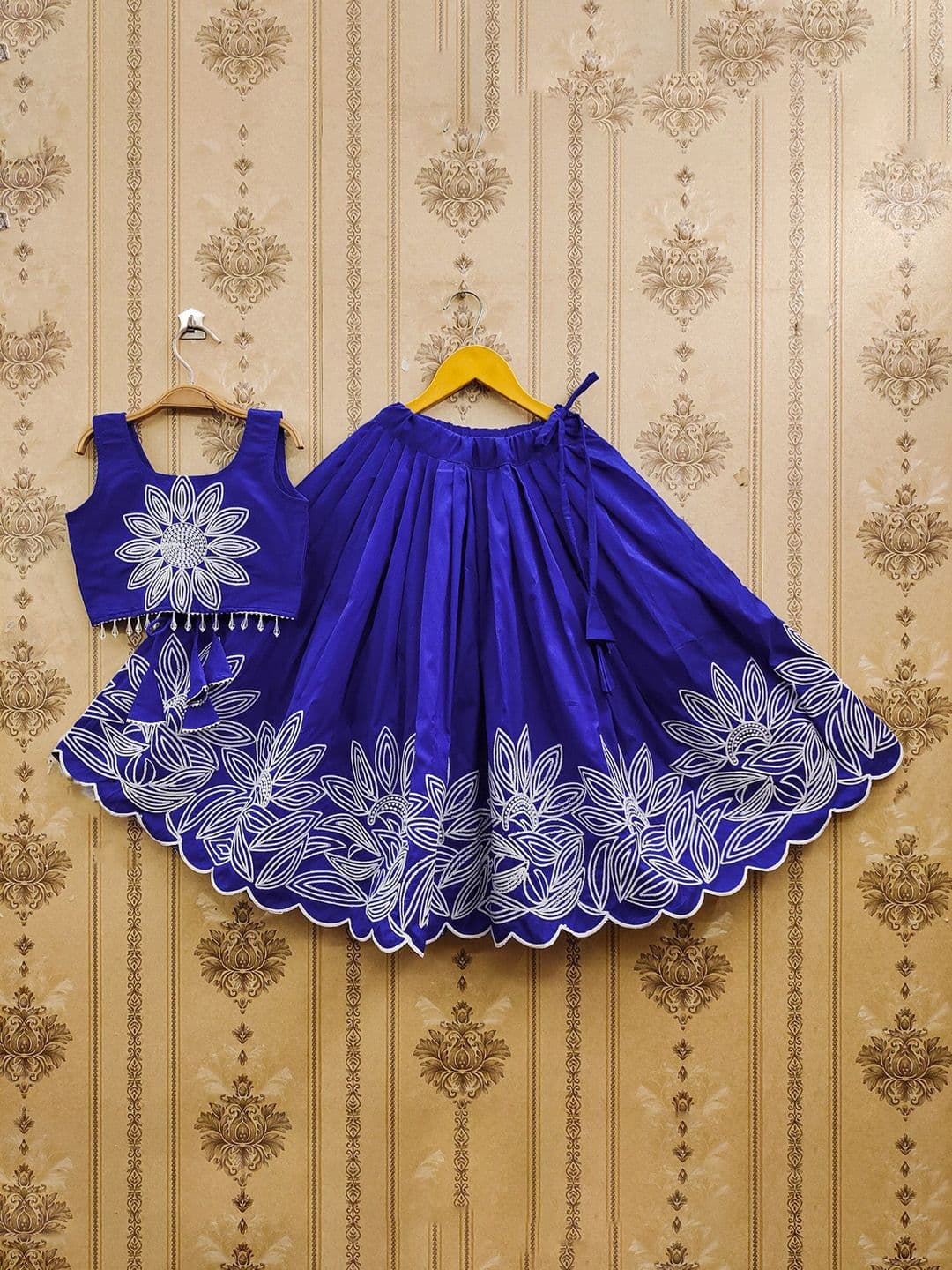 BAESD Girls Embroidered Thread Work Ready to Wear Art Silk Lehenga & Choli - view 1