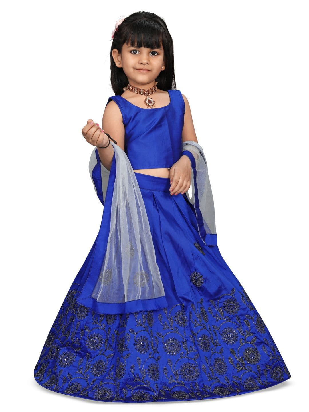 Tejam Girls Sequinned Ready to Wear Lehenga & Blouse With Dupatta - view 1