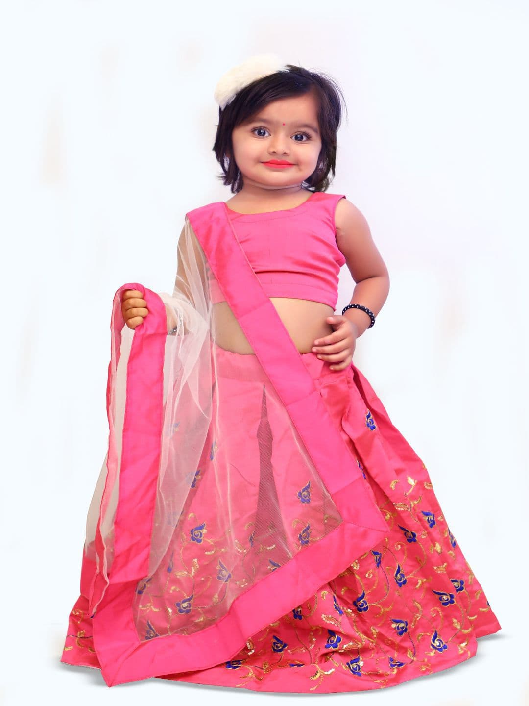 Tejam Girls Sequinned Ready to Wear Lehenga & Blouse With Dupatta - view 1