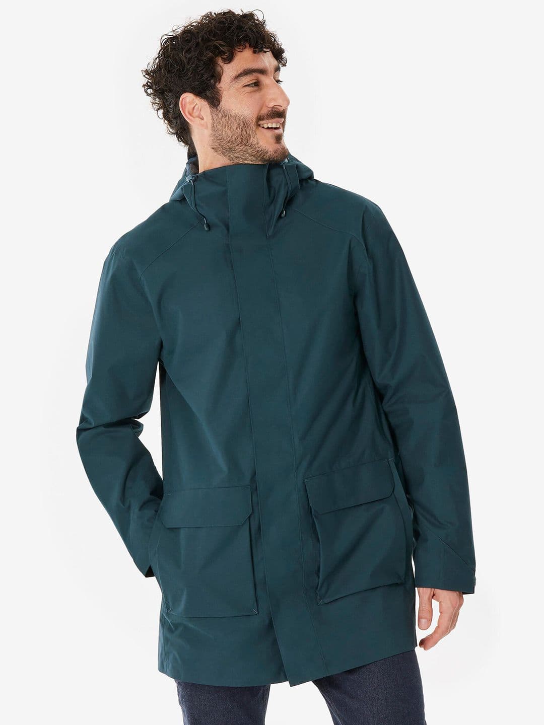 Decathlon Quechua - Men Teal Long NH500 Waterproof Hiking Jackets - view 1