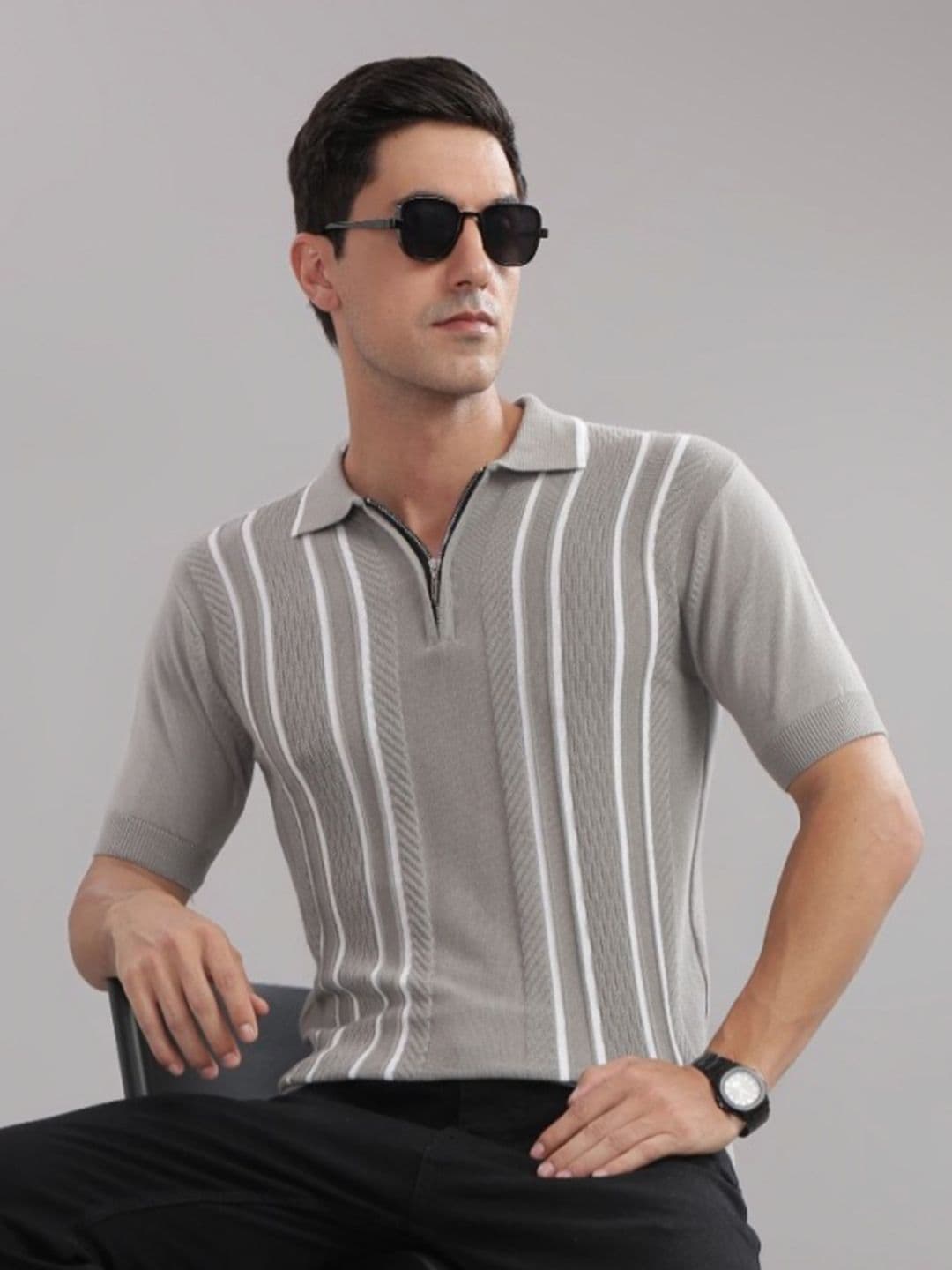 OUTLAWS Men Self DesignPolo Collar T-shirt - view 1