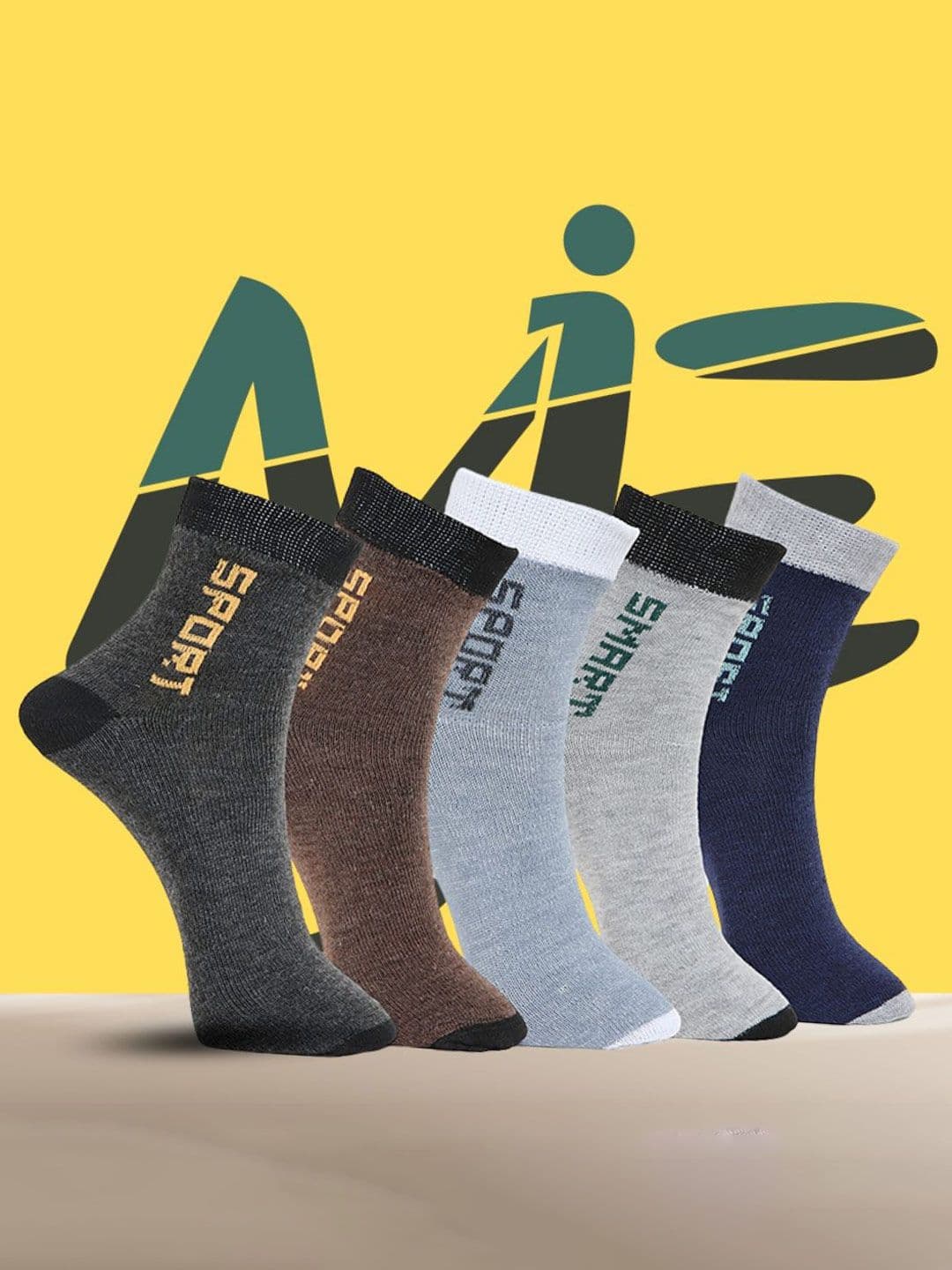 MJE Pack Of 5 Printed Mid Rise Ankle Length Socks - view 1