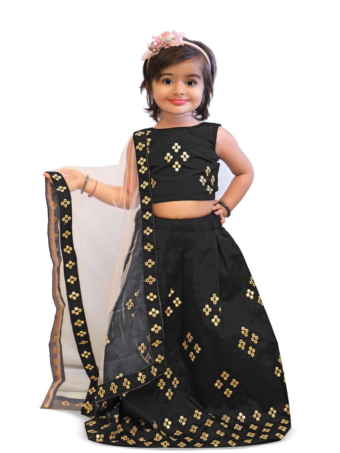 Tejam Girls Embellished Mirror Work Ready to Wear Lehenga & Blouse With Dupatta - view 1