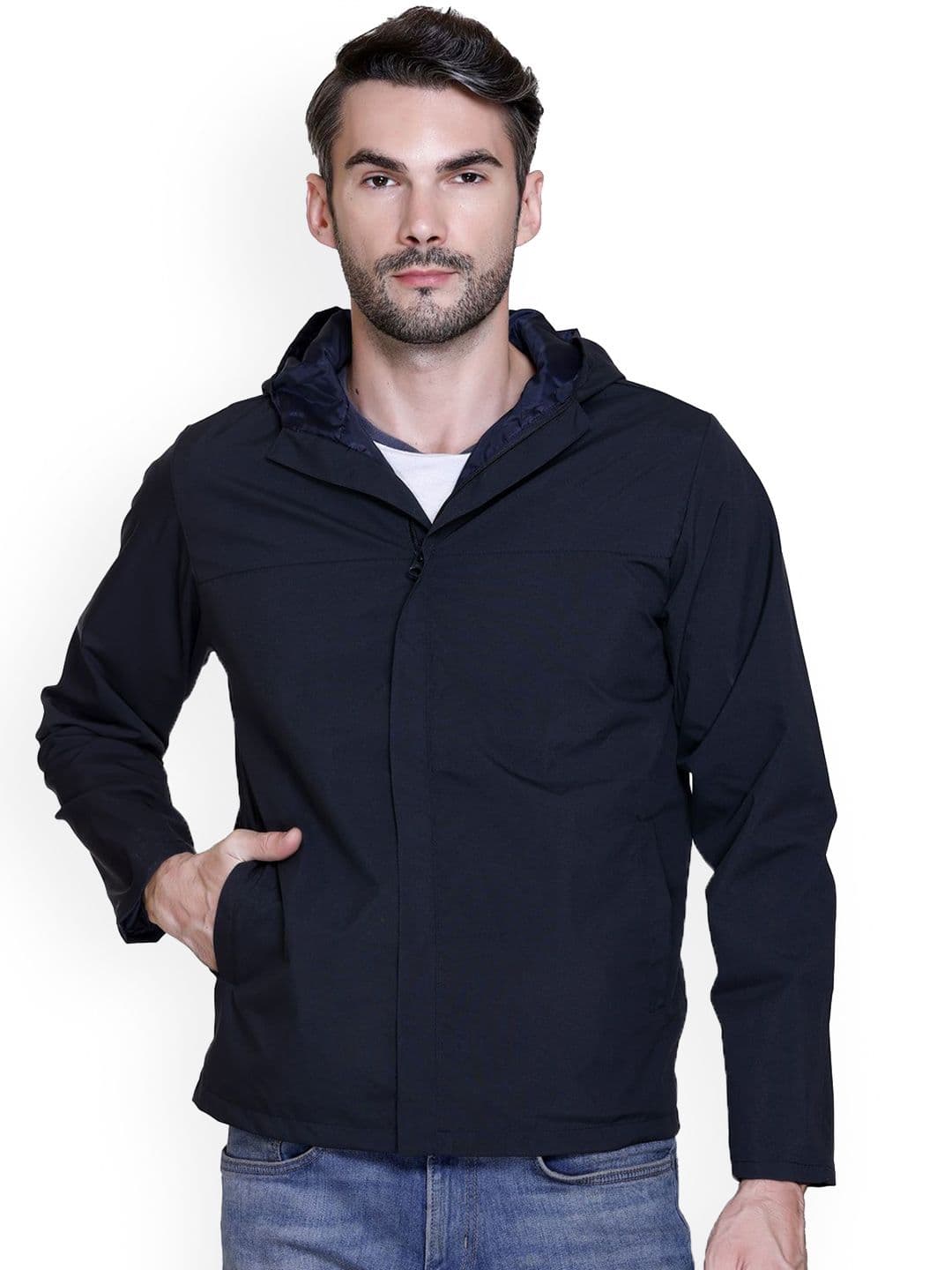 SANHOK Men Premium Solid Lightweight Hooded Sporty Jacket