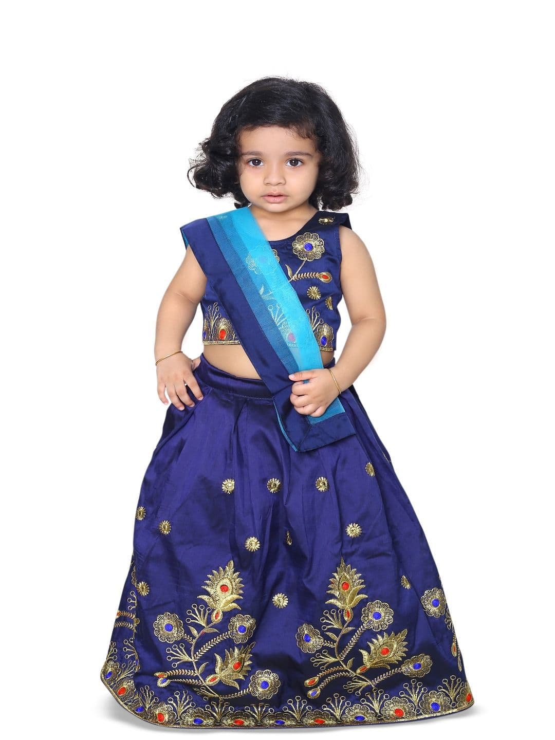 Tejam Girls Embroidered Sequinned Ready to Wear Lehenga & Blouse With Dupatta - view 1