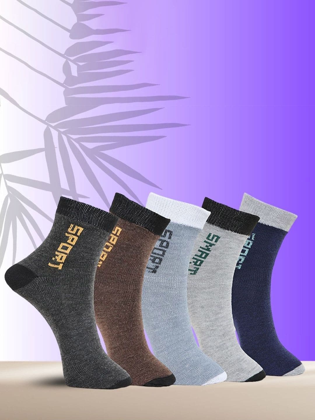 MJE Pack Of 5 Printed Mid Rise Ankle Length Socks - view 1