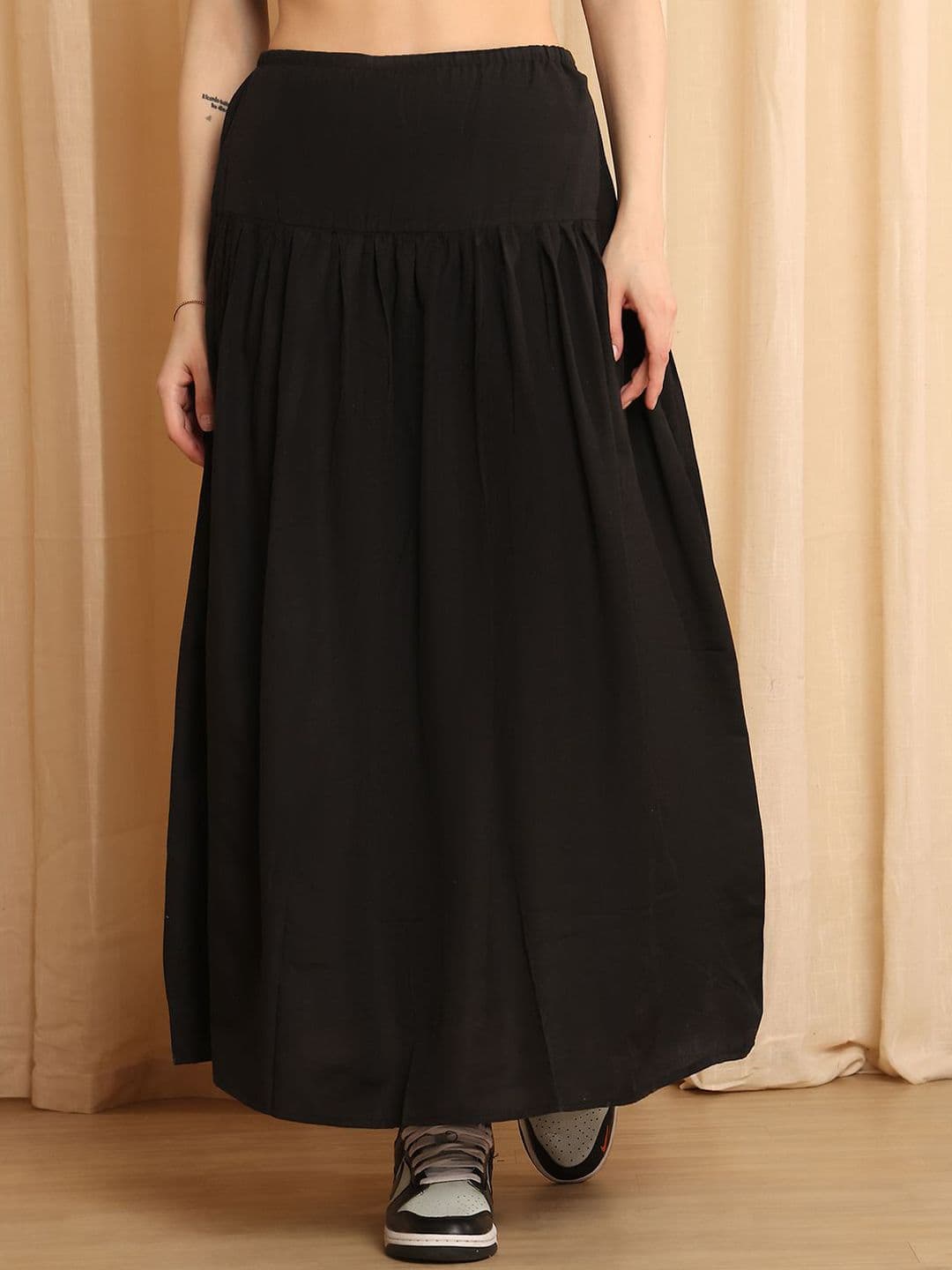 NEUDIS High Waist A-Line Flared Long Maxi Skirt - view 1