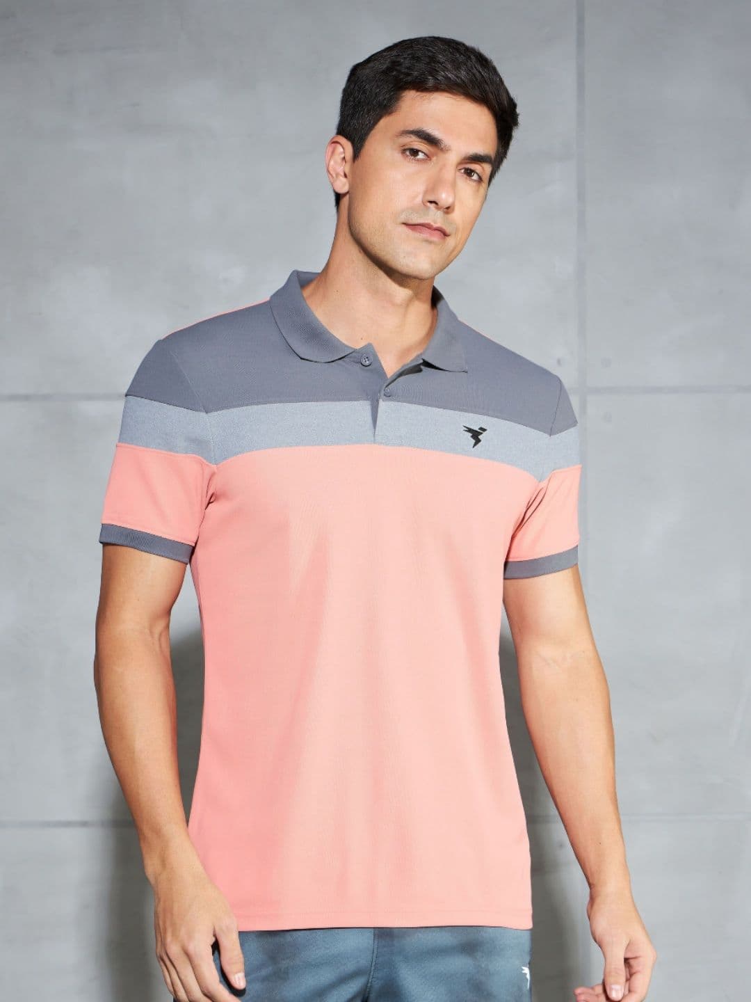 Technosport Colourblocked Polo Collar Antimicrobial Slim Fit Sports T-shirt - view 1