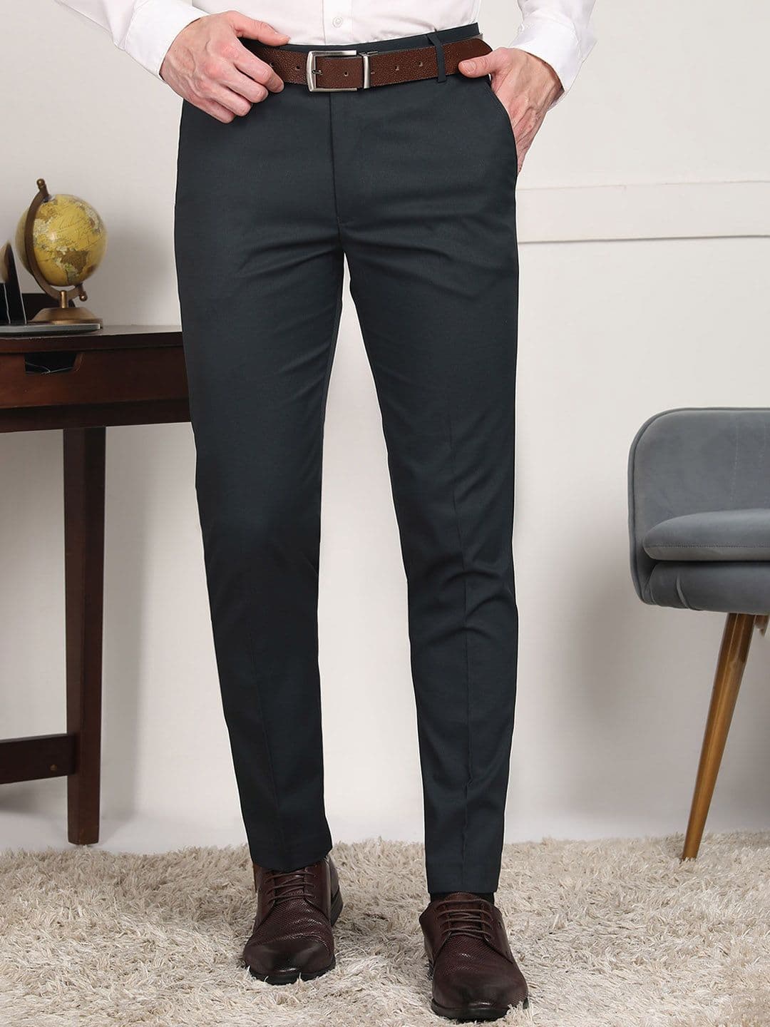 encore by INVICTUS Men Cotton Regular Fit Formal Trouser