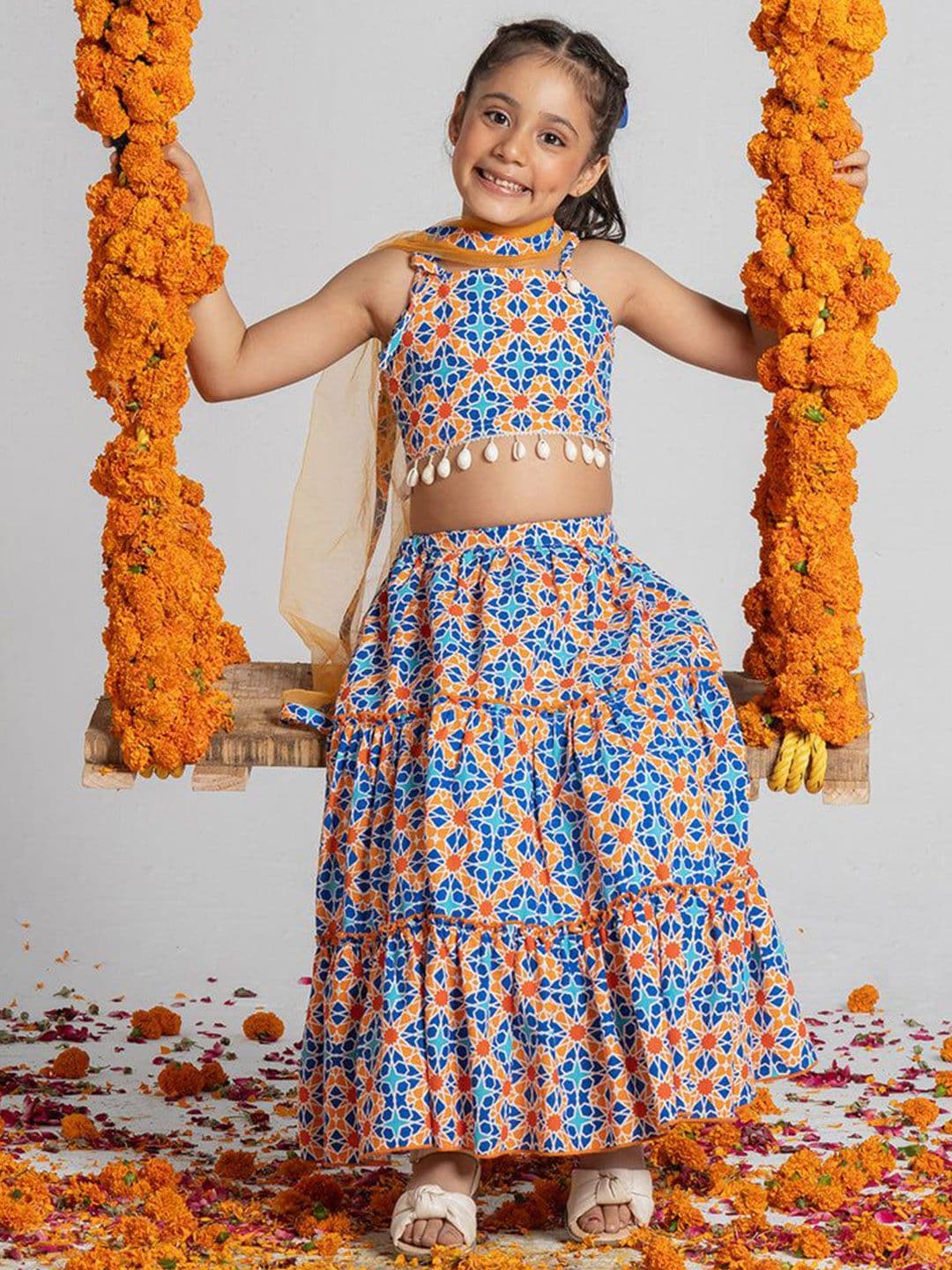 BAESD Girls Printed Shibori Ready to Wear Lehenga & Blouse With Dupatta - view 1
