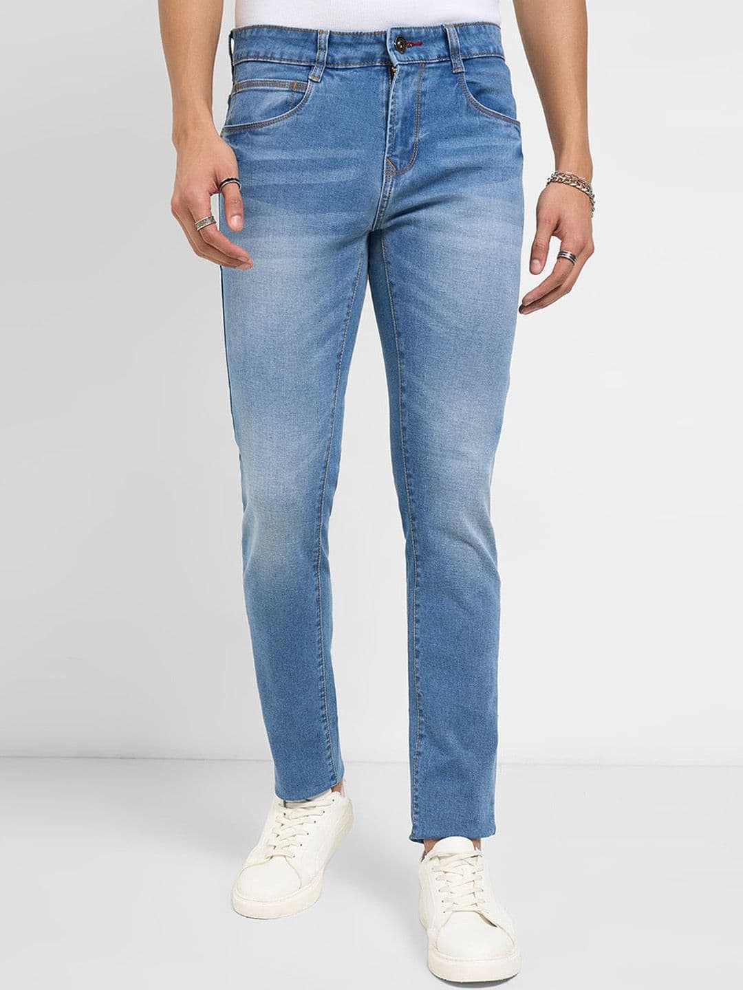 SF JEANS by Pantaloons Men Cotton Slim Fit Mid-Rise Heavy Fade Jeans - view 1