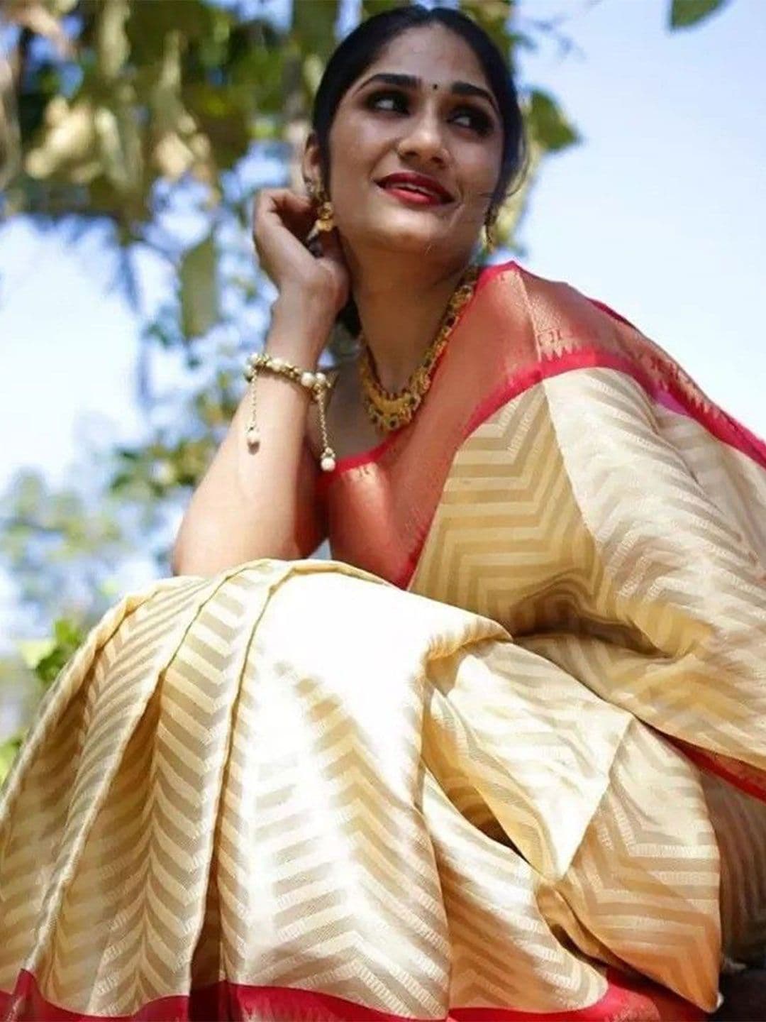 Moda Rapido Woven Design Zari Silk Blend Designer Saree - view 1
