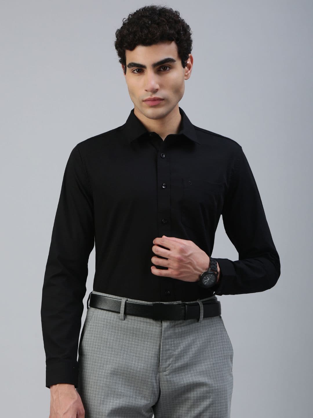 Classic Polo Slim Fit Spread Collar Long Sleeves Cotton Casual Shirt - view 1
