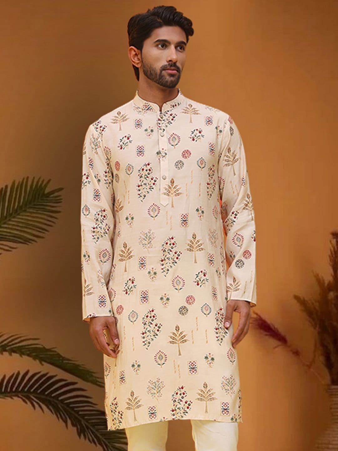 Jompers Men Floral Printed Floral Kurta - view 1