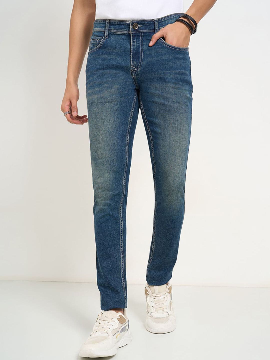 SF JEANS by Pantaloons Men Skinny Fit Mid-Rise Light Fade Jeans - view 1