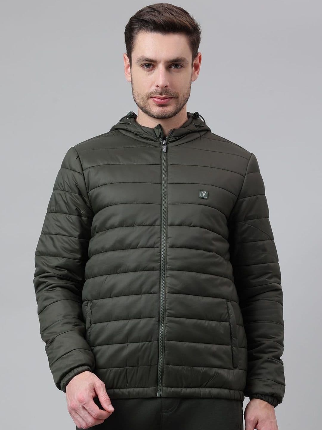 Van Heusen Innerwear Men Solid Lightweight Open Front Hooded Jacket - view 1