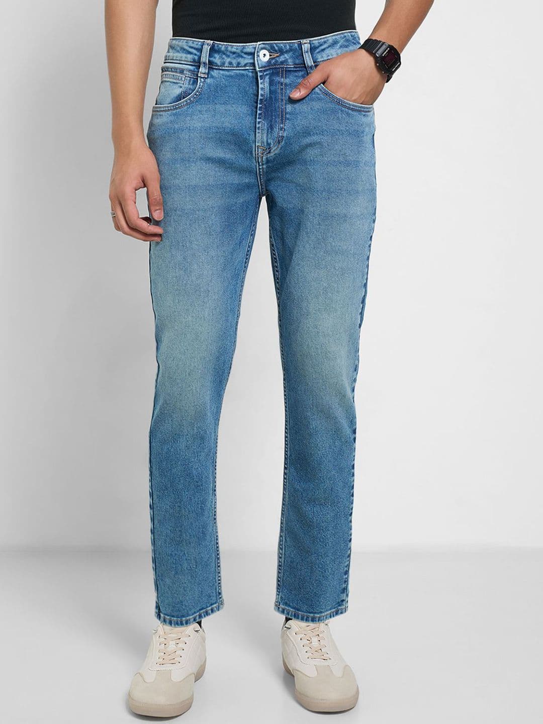 SF JEANS by Pantaloons Men Cotton Slim Fit Mid-Rise Light Fade Jeans - view 1